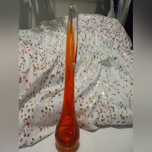 Vintage Viking Orange Glass Vase 12 Inch